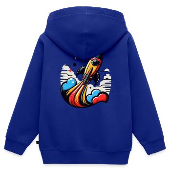 FUSÉE - Sweat Premium à capuche zippé enfant bio - bleu roi - Dos - AI Model Kid Male (0cm)