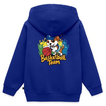 BASKETBALL. WELPE - Kinder Premium Organic Zip Hoodie - Royalblau - Hinten - AI Model Kid Male (0cm)