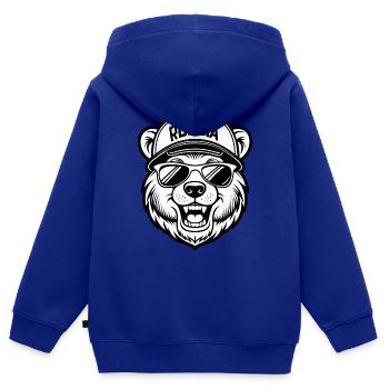 BRAUNBÄR, BASEBALLMÜTZE - Kinder Premium Organic Zip Hoodie - Royalblau - Hinten - AI Model Kid Male (0cm)