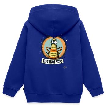 La vie n’est pas juste : ver larvaire indigné - Sweat Premium à capuche zippé enfant bio - bleu roi - Dos - AI Model Kid Male (0cm)