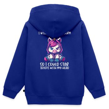 I Wish Was A Unicorn - Kids Premium Organic Zip-up Hoodie - royal blue - Back - AI Model Kid Male (0cm)
