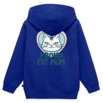 STOLZE KATZENMAMA - Kinder Premium Organic Zip Hoodie - Royalblau - Hinten - AI Model Kid Male (0cm)