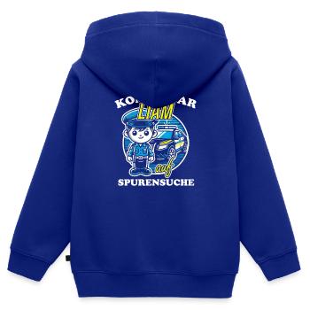 Kommissar Liam Spurensuche - Kinder Premium Organic Zip Hoodie - Royalblau - Hinten - AI Model Kid Male (0cm)