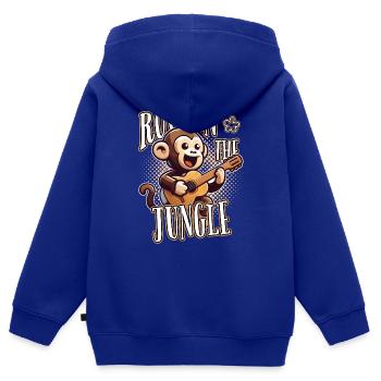 Rockin' The Jungle: Lustiger Affe mit Gitarre - Kinder Premium Organic Zip Hoodie - Royalblau - Hinten - AI Model Kid Male (0cm)