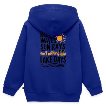 Bateau, vagues, rayons de soleil, journées en mer, été, vacances - Sweat Premium à capuche zippé enfant bio - bleu roi - Dos - AI Model Kid Male (0cm)