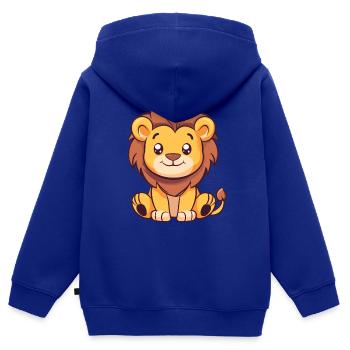 Petit Lion pour les enfants - Sweat Premium à capuche zippé enfant bio - bleu roi - Dos - AI Model Kid Male (0cm)