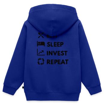 Actions Investissement Marché boursier Cours des actions boursières - Sweat Premium à capuche zippé enfant bio - bleu roi - Dos - AI Model Kid Male (0cm)