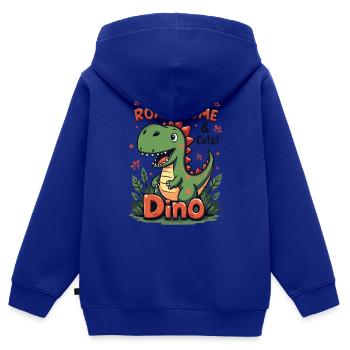 DINO. BRÜLLEN - ETWAS & SÜSS ! - Kinder Premium Organic Zip Hoodie - Royalblau - Hinten - AI Model Kid Male (0cm)