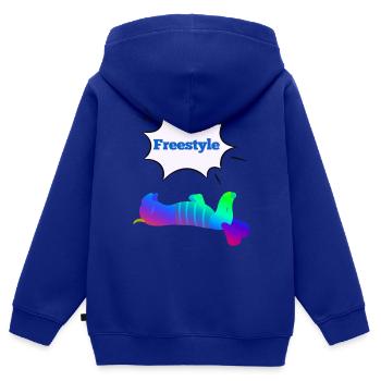 Freestyle Dackel - Kinder Premium Organic Zip Hoodie - Royalblau - Hinten - AI Model Kid Male (0cm)