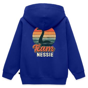 L’équipe Nessie - Sweat Premium à capuche zippé enfant bio - bleu roi - Dos - AI Model Kid Male (0cm)