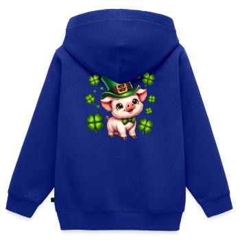 Glücksschwein Silvester Neujahr Kleeblatt - Kinder Premium Organic Zip Hoodie - Royalblau - Hinten - AI Model Kid Male (0cm)
