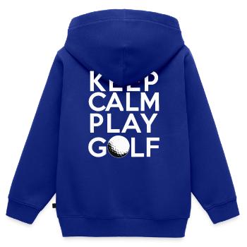 Keep Calm and Play Golf Geschenkidee - Kinder Premium Organic Zip Hoodie - Royalblau - Hinten - AI Model Kid Male (0cm)