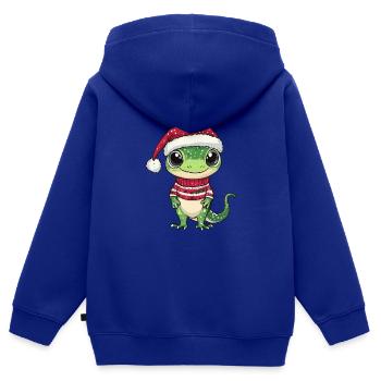 Echse Weihnachten - Kinder Premium Organic Zip Hoodie - Royalblau - Hinten - AI Model Kid Male (0cm)