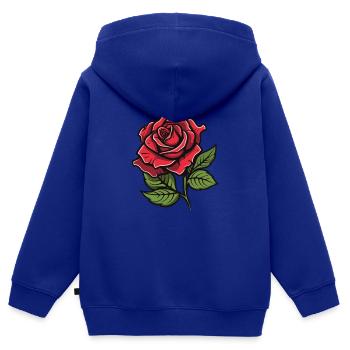 Rose Blume Liebe - Kinder Premium Organic Zip Hoodie - Royalblau - Hinten - AI Model Kid Male (0cm)