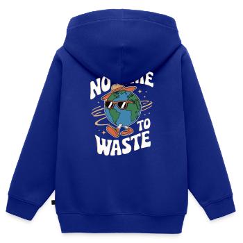 No Time to Waste Earth - Kinder Premium Organic Zip Hoodie - Royalblau - Hinten - AI Model Kid Male (0cm)