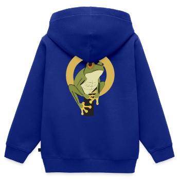 Frosch, lieblingstier sumpf see teich, Kaulquappe - Kinder Premium Organic Zip Hoodie - Royalblau - Hinten - AI Model Kid Male (0cm)