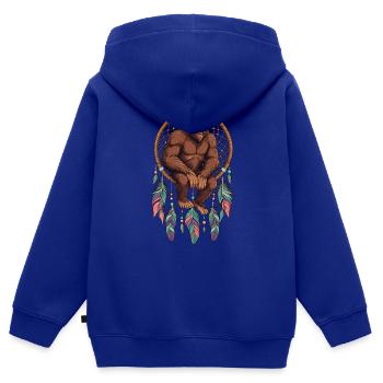 Attrape-rêves Bigfoot - Sweat Premium à capuche zippé enfant bio - bleu roi - Dos - AI Model Kid Male (0cm)