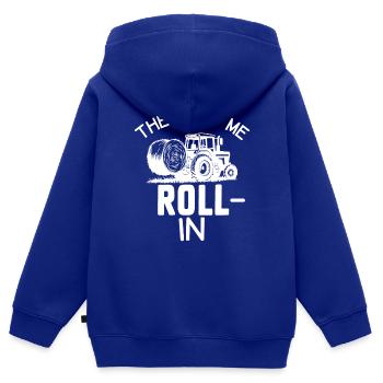 drôle de dictons agricoles tracteur foin - Sweat Premium à capuche zippé enfant bio - bleu roi - Dos - AI Model Kid Male (0cm)