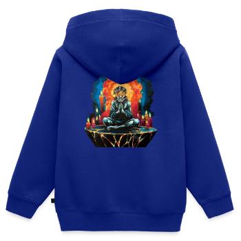 NATÜRLICHE RUHE DER SEELE - Kinder Premium Organic Zip Hoodie - Royalblau - Hinten - AI Model Kid Male (0cm)