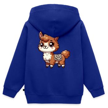 Lama enfant - Sweat Premium à capuche zippé enfant bio - bleu roi - Dos - AI Model Kid Male (0cm)
