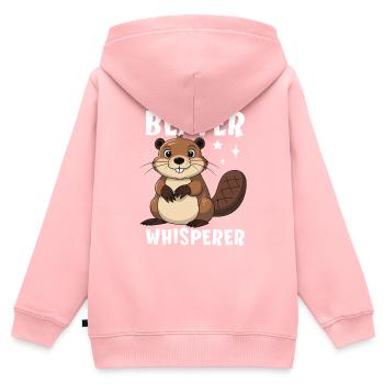 Beaver Whisperer - Kinder Premium Organic Zip Hoodie - Rosa - Hinten - AI Model Kid Female (0cm)