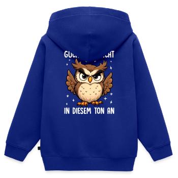 Don't look at me in this tone Owl - Kids Premium Organic Zip-up Hoodie - royal blue - Back - AI Model Kid Male (0cm)