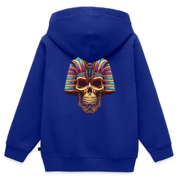 Crâne de pharaon - Sweat Premium à capuche zippé enfant bio - bleu roi - Dos - AI Model Kid Male (0cm)