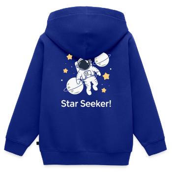 CHERCHEUR D’ÉTOILES - Sweat Premium à capuche zippé enfant bio - bleu roi - Dos - AI Model Kid Male (0cm)