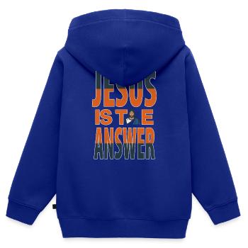 Jesus is the answer - Jesus ist die Antwort - Kids Premium Organic Zip-up Hoodie - royal blue - Back - AI Model Kid Male (0cm)