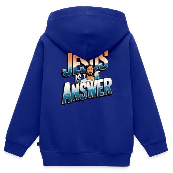 Jesus is the answer - Jesus ist die Antwort - Kids Premium Organic Zip-up Hoodie - royal blue - Back - AI Model Kid Male (0cm)