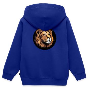 Majestätischer Löwenkopf - Kinder Premium Organic Zip Hoodie - Royalblau - Hinten - AI Model Kid Male (0cm)