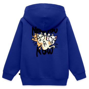 Katzen spruch mit herzen - Kinder Premium Organic Zip Hoodie - Royalblau - Hinten - AI Model Kid Male (0cm)