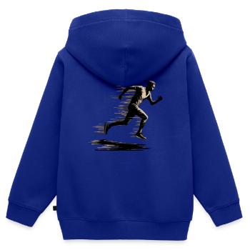 LAUF WEG VOR - Kinder Premium Organic Zip Hoodie - Royalblau - Hinten - AI Model Kid Male (0cm)
