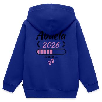 Grand-mère 2026 Chargement Future Mamie - Sweat Premium à capuche zippé enfant bio - bleu roi - Dos - AI Model Kid Male (0cm)
