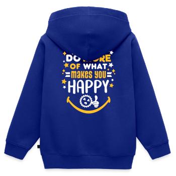 Make Happy (lettering, stars) - Kids Premium Organic Zip-up Hoodie - royal blue - Back - AI Model Kid Male (0cm)