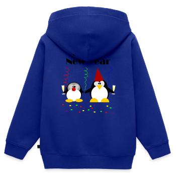 Pinguin Party Happy New Year - Kinder Premium Organic Zip Hoodie - Royalblau - Hinten - AI Model Kid Male (0cm)