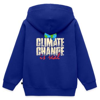 Le changement climatique est réel - Sweat Premium à capuche zippé enfant bio - bleu roi - Dos - AI Model Kid Male (0cm)