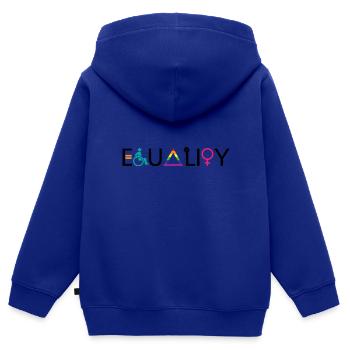 Égalité LGBT Sentence Cadeau Pride Droits - Sweat Premium à capuche zippé enfant bio - bleu roi - Dos - AI Model Kid Male (0cm)