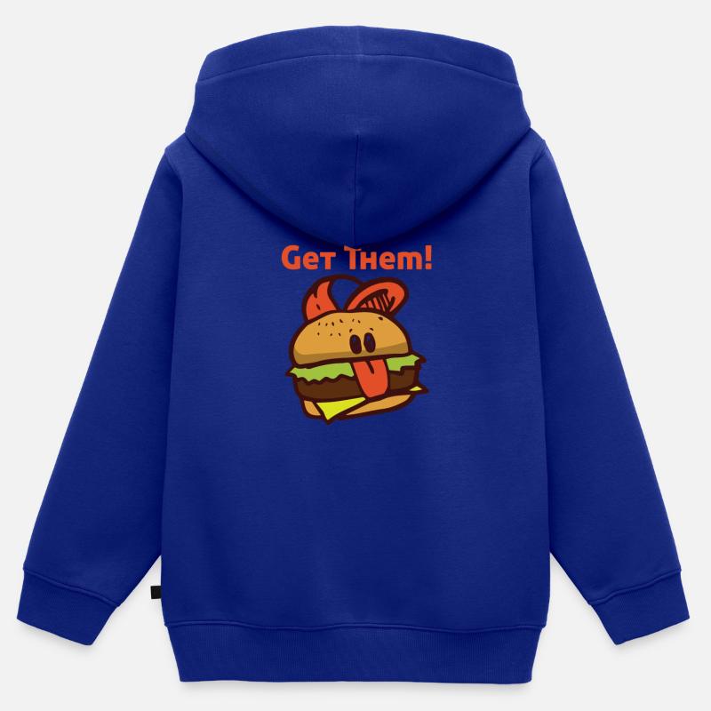 Burger lecker Fleisch Rind Geschenk essen - Kinder Premium Organic Zip Hoodie - Royalblau