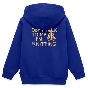Tricoter - Sweat Premium à capuche zippé enfant bio - bleu roi - Dos - AI Model Kid Male (0cm)