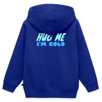 Embrasse-moi, j’ai froid - Sweat Premium à capuche zippé enfant bio - bleu roi - Dos - AI Model Kid Male (0cm)