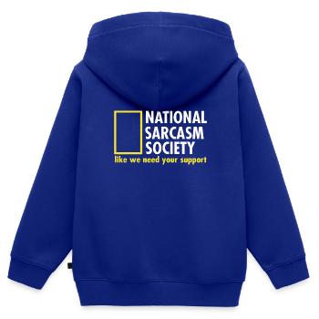 Nationale Sarkasmus Gesellschaft - Kinder Premium Organic Zip Hoodie - Royalblau - Hinten - AI Model Kid Male (0cm)