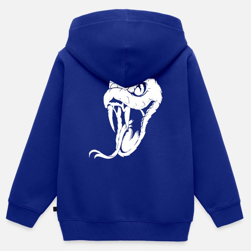 SERPENTE - Felpa Premium con cappuccio con zip bambino bio - blu royal