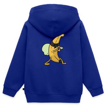 Voleur banane voleur banane - Sweat Premium à capuche zippé enfant bio - bleu roi - Dos - AI Model Kid Male (0cm)