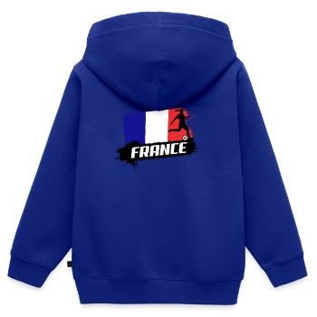  France 2019 Football Féminin - Sweat Premium à capuche zippé enfant bio - bleu roi - Dos - AI Model Kid Male (0cm)