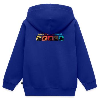 Sauver la forêt tropicale enregistrer comme un cadeau de l'environnement de la forêt tropicale - Sweat Premium à capuche zippé enfant bio - bleu roi - Dos - AI Model Kid Male (0cm)