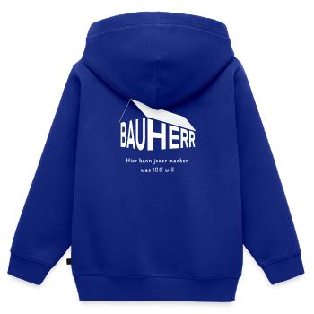 Bauherr hier kann jeder machen was ich will - Kinder Premium Organic Zip Hoodie - Royalblau - Hinten - AI Model Kid Male (0cm)