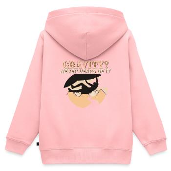 Klettern und die Schwerkraft - Kinder Premium Organic Zip Hoodie - Rosa - Hinten - AI Model Kid Female (0cm)