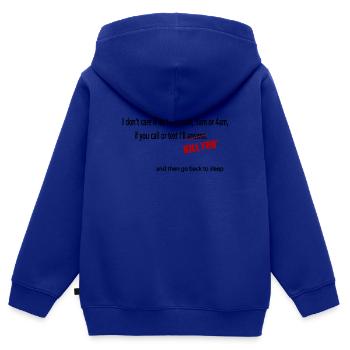 Müdigkeit Witzig - Kinder Premium Organic Zip Hoodie - Royalblau - Hinten - AI Model Kid Male (0cm)