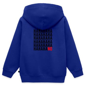 HAHAHA NO ! Sort Drôle de haha sort cadeau - Sweat Premium à capuche zippé enfant bio - bleu roi - Dos - AI Model Kid Male (0cm)